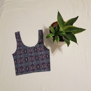 Nollie patterned blue crop top, size small